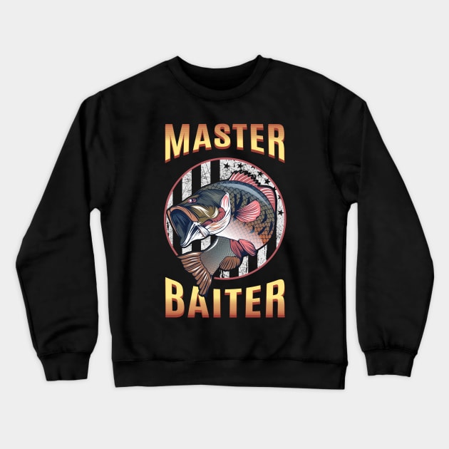 Master Baiter Fish Crewneck Sweatshirt by Tidio Art